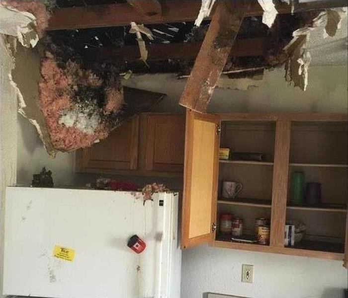 ceiling fell through inside a kitchen